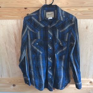 Wrangler blue plaid Western shirt size S